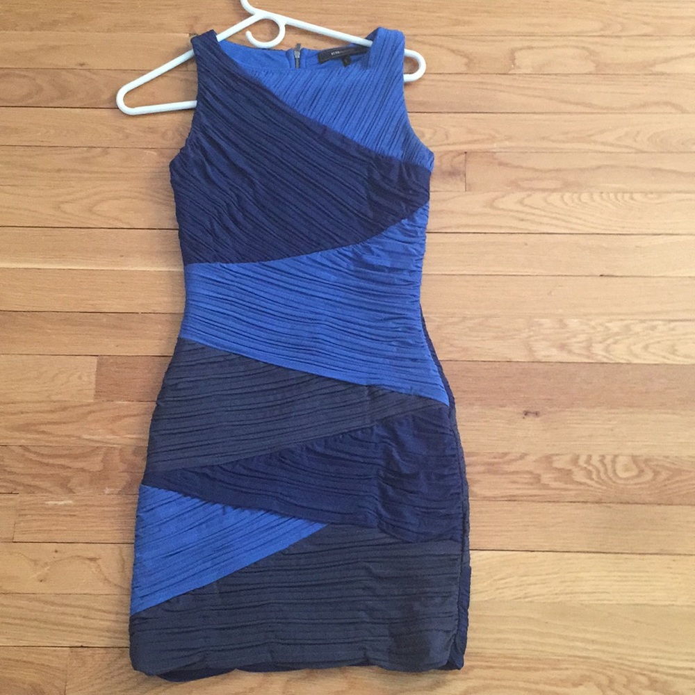Bcbg bandage style multi blue colored dress